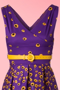 Lindy Bop - 50s Valerie Sunflowers Swing Dress in Purple 4