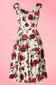 Hearts & Roses - 50s Ditsy Roses Swing Dress in Ivory 8