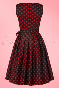 Dolly and Dotty - 50s Elizabeth Polkadot Swing Dress in Black and Red 8