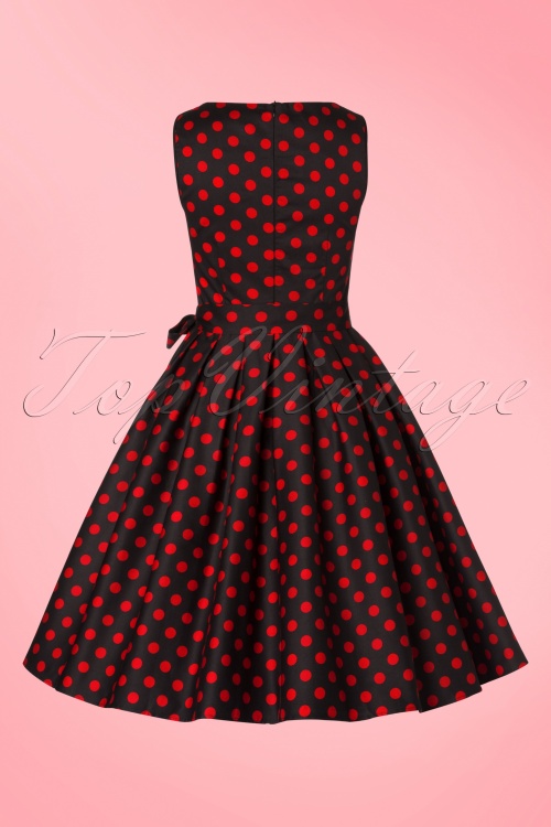 Dolly and Dotty - 50s Elizabeth Polkadot Swing Dress in Black and Red 9