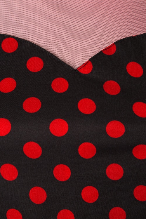 Dolly and Dotty - 50s Elizabeth Polkadot Swing Dress in Black and Red 5