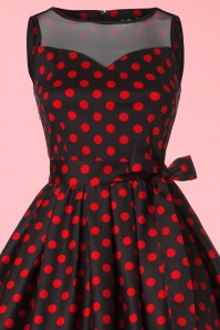 Dolly and Dotty - 50s Elizabeth Polkadot Swing Dress in Black and Red 4