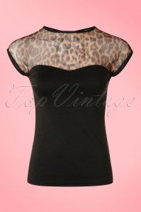 Steady Clothing - Miss Fancy Leopard Top in Schwarz