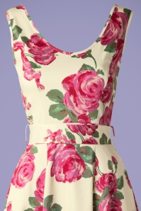 Lady V by Lady Vintage - Charlotte Pink Rose-jurk in crème 4