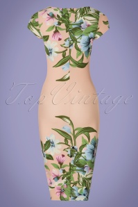 Vintage Chic for Topvintage - Aloha Tropical Garden Short Sleeves Pencil Dress Années 60 en Chair 5