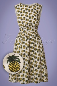 Emily and Fin - 50s Lucy Pineapple Punch Dress in Ivory White 2