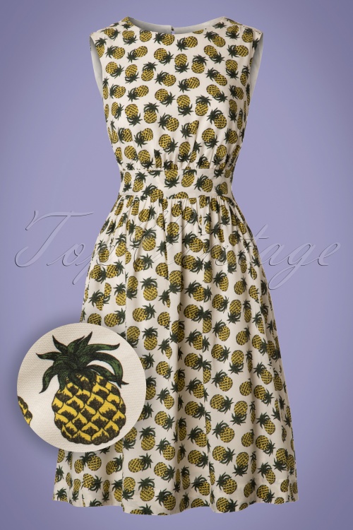 Emily and Fin - Lucy Pineapple Punch Dress Années 50 en Ivoire 2