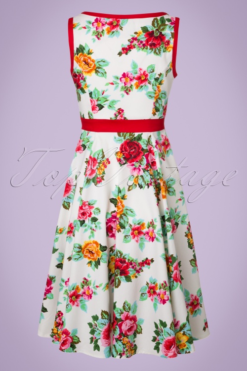 Hearts & Roses - 50s Lizzy Rose Swing Dress in Ivory 6