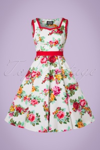 Hearts & Roses - 50s Lizzy Rose Swing Dress in Ivory 3