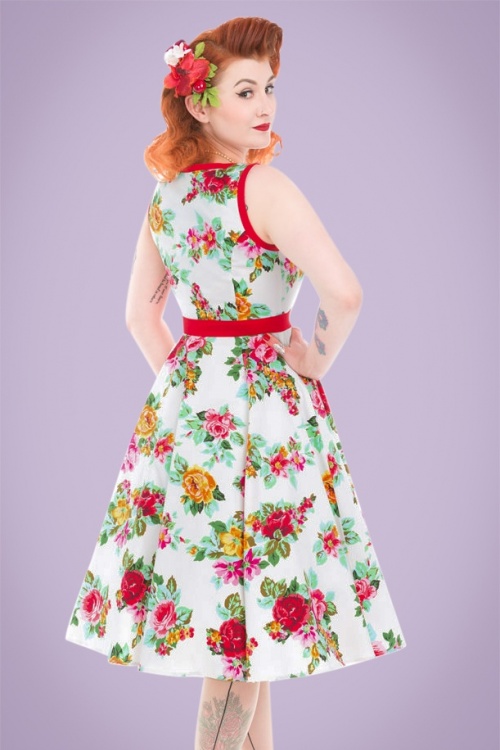 Hearts & Roses - 50s Lizzy Rose Swing Dress in Ivory 5
