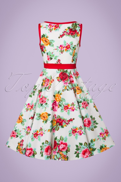 Hearts & Roses - 50s Lizzy Rose Swing Dress in Ivory 7