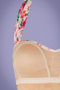 Bettie Page Swimwear - 50s Romance Floral One Piece Swimsuit in Cream 7