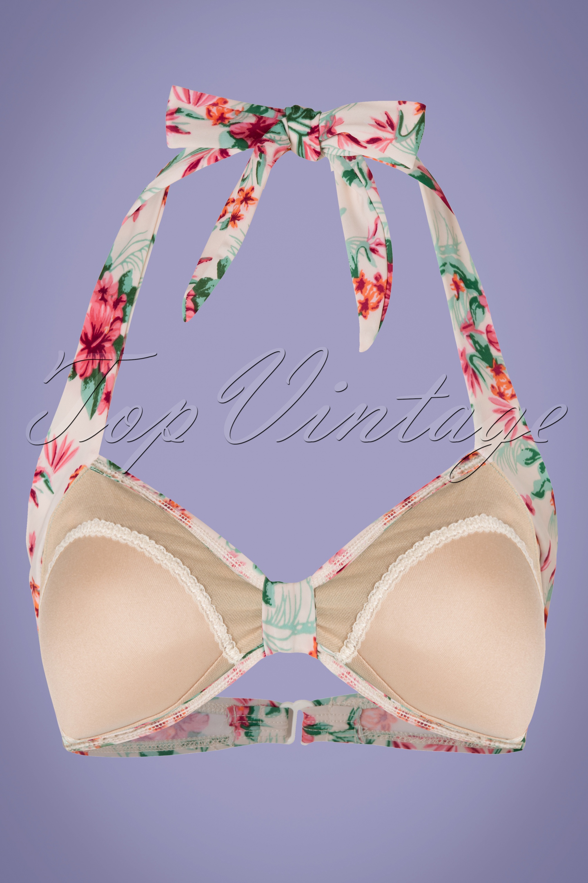 Bettie Page Swimwear - Romantiek Bloemenbikini in Crème 9