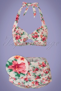 Bettie Page Swimwear - Romance Floral Bikini Années 50 en Crème 2