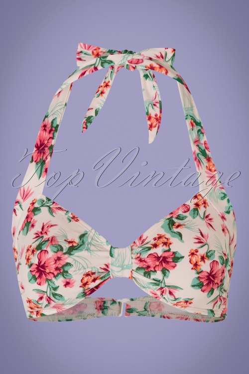 Bettie Page Swimwear - Romantischer Bikini mit Blumenmuster in Creme 4