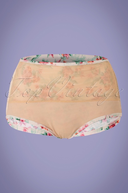 Bettie Page Swimwear - Romantischer Bikini mit Blumenmuster in Creme 11