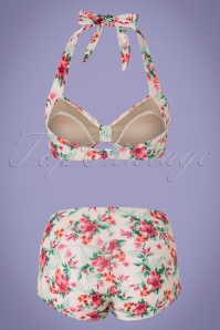 Bettie Page Swimwear - Romantischer Bikini mit Blumenmuster in Creme 7