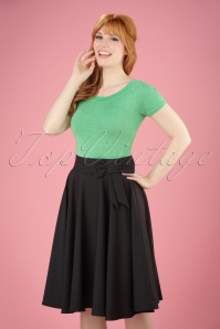 Daisy Dapper - TopVintage Exclusive ~ 50s Bonnie Bow Swing Skirt in Black