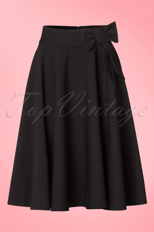 Daisy Dapper - TopVintage Exclusive ~ 50s Bonnie Bow Swing Skirt in Black 2