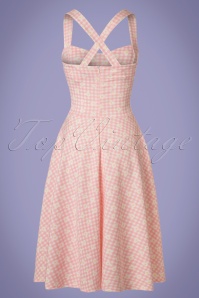 Vintage Chic for Topvintage - Judith Checked Swing Dress Années 50 en Rose et blanc 4