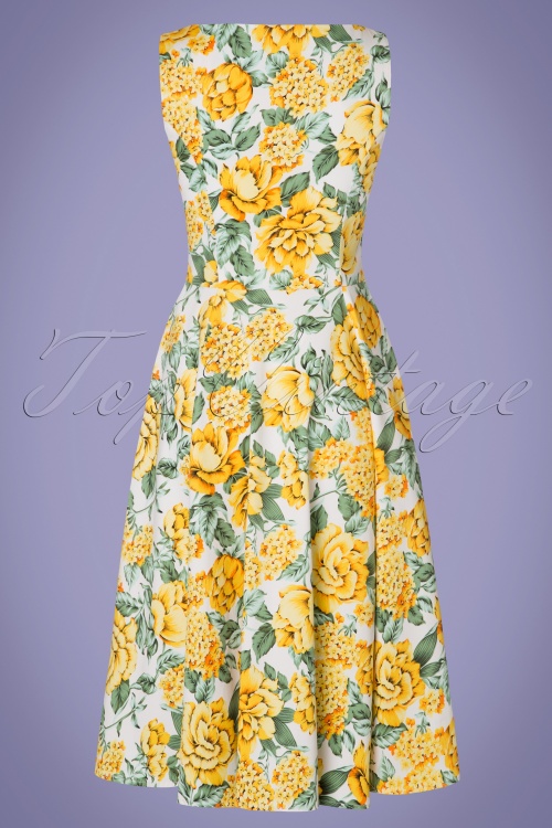 Hearts & Roses - Audrey Blumen-Swing-Kleid in Gelb und Grün 7