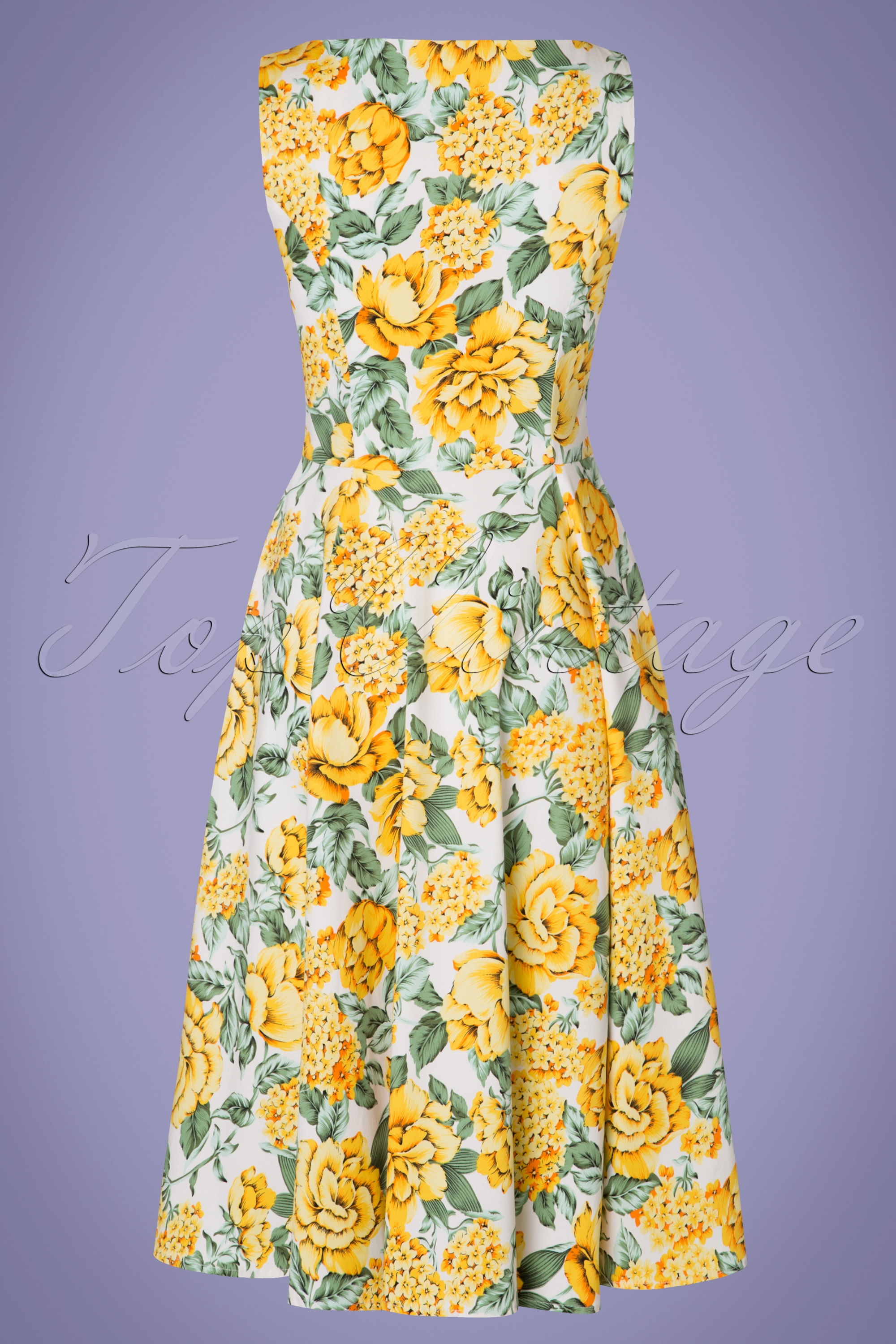 Hearts & Roses - Audrey Floral Swing-jurk in geel en groen 7