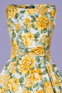 Hearts & Roses - 50s Audrey Floral Swing Dress in Yellow and Green 4