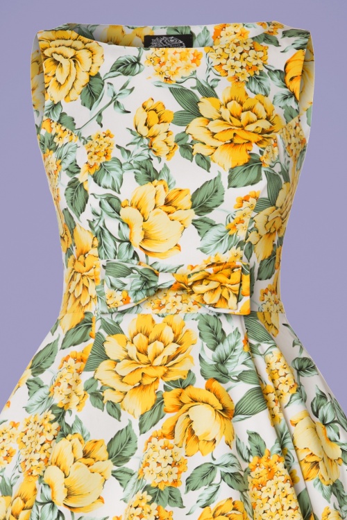 Hearts & Roses - Audrey Blumen-Swing-Kleid in Gelb und Grün 4