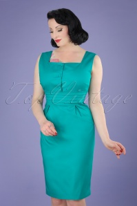 Dolly and Dotty - 50s Pauline Pencil Dress in Turquoise