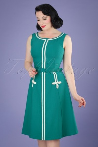 Daisy Dapper - Iris A-Linien-Kleid in Blaugrün 2