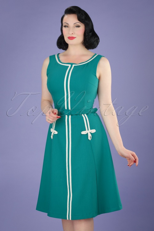 Daisy Dapper - Iris A-lijn jurk in blauwgroen