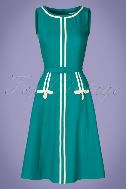 Daisy Dapper - Iris A-Line Dress Années 60 en Bleu Turquoise 3