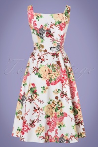 Hearts & Roses - Susan Floral Swing Dress Années 50 en Blanc 6