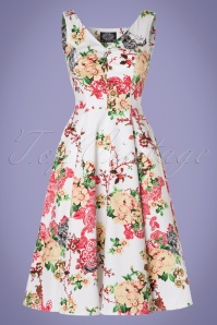 Hearts & Roses - 50s Susan Floral Swing Dress in White 2