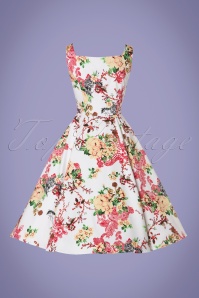 Hearts & Roses - 50s Susan Floral Swing Dress in White 7