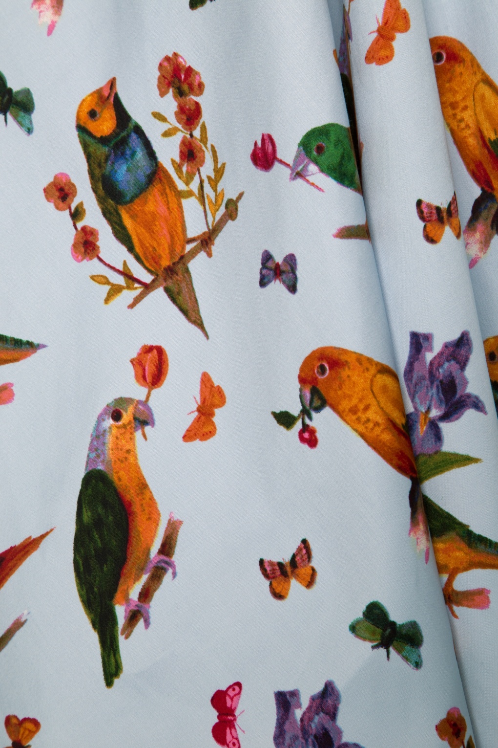 50s Love Birds Swing Dress in Light Blue