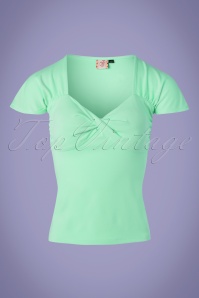 Banned Retro - 50s She Who Dares Top in Mint Green 2
