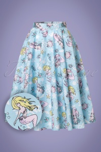 Bunny - 50s Andrina Mermaid Swing Skirt in Pastel Blue 2