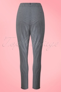 Collectif Clothing - 50s Talis Striped Cigarette Trousers in Navy and Ivory 4