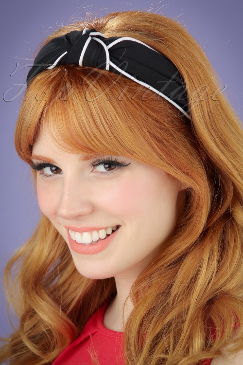 Banned Retro - Arabella Hahnentritt-Haarband in Schwarz und Weiß