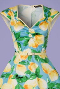 Lady V by Lady Vintage - 50s Isabella Lemon Swing Dress in Light Blue 4