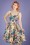 50s Pansies Floral Swing Dress in Cream