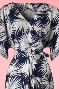 Collectif Clothing - Akiko Palm Jumpsuit in Marineblau 3