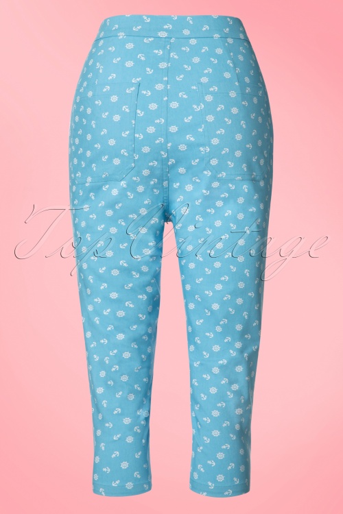 Collectif Clothing - 50s Gracie Nautical Capris in Blue 4