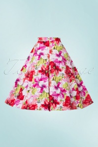 Dolly and Dotty - 50s Blossom Flower Swing Skirt in White and Pink 9