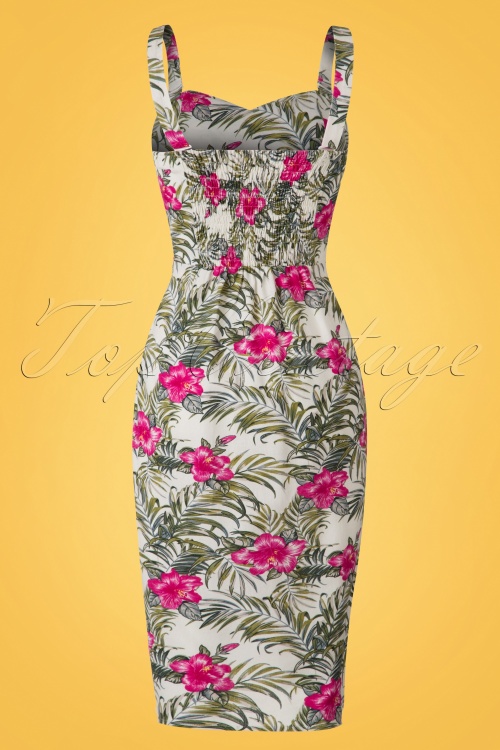 Collectif Clothing - Mahina Tropical Hibiscus Sarong-Kleid in Elfenbein 8