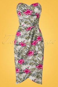 Collectif Clothing - Mahina Tropical Hibiscus Sarong-Kleid in Elfenbein 4