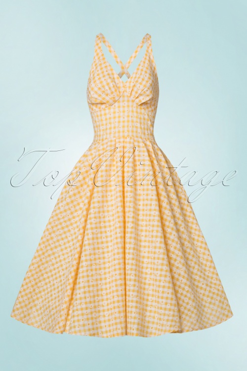 Miss Candyfloss - 50s Margita Daisy Swing Dress in Yellow 3