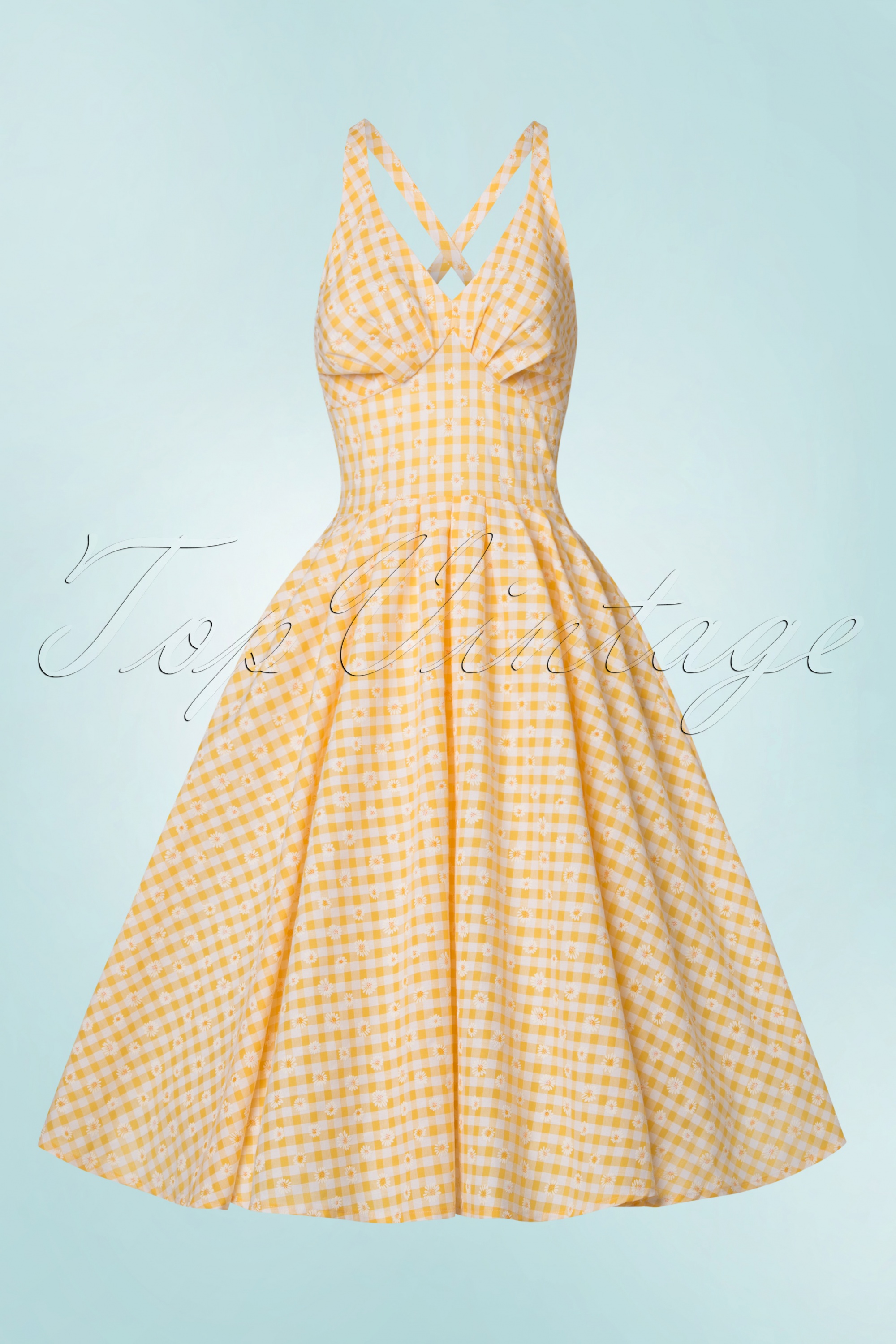 Miss Candyfloss 50s Margita Daisy Swing Dress in Yellow
