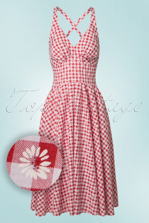 Miss Candyfloss - 50s Margita Daisy Swing Dress in Red 2